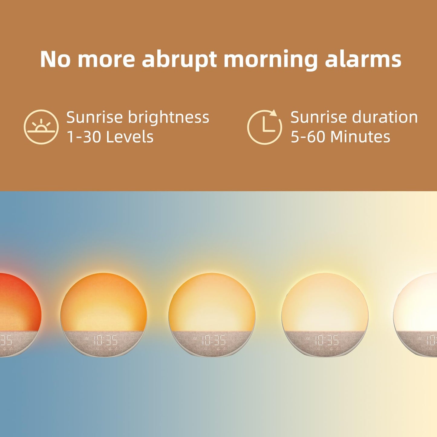 Sunrise Alarm Clock White Noise Machine: Natural Wake Up Light - Dimmable Clock with Bluetooth Speaker for Bedroom - 25 Sleep Sounds for Baby Adults Kids Putty - Available at All In One Marketplace Canada