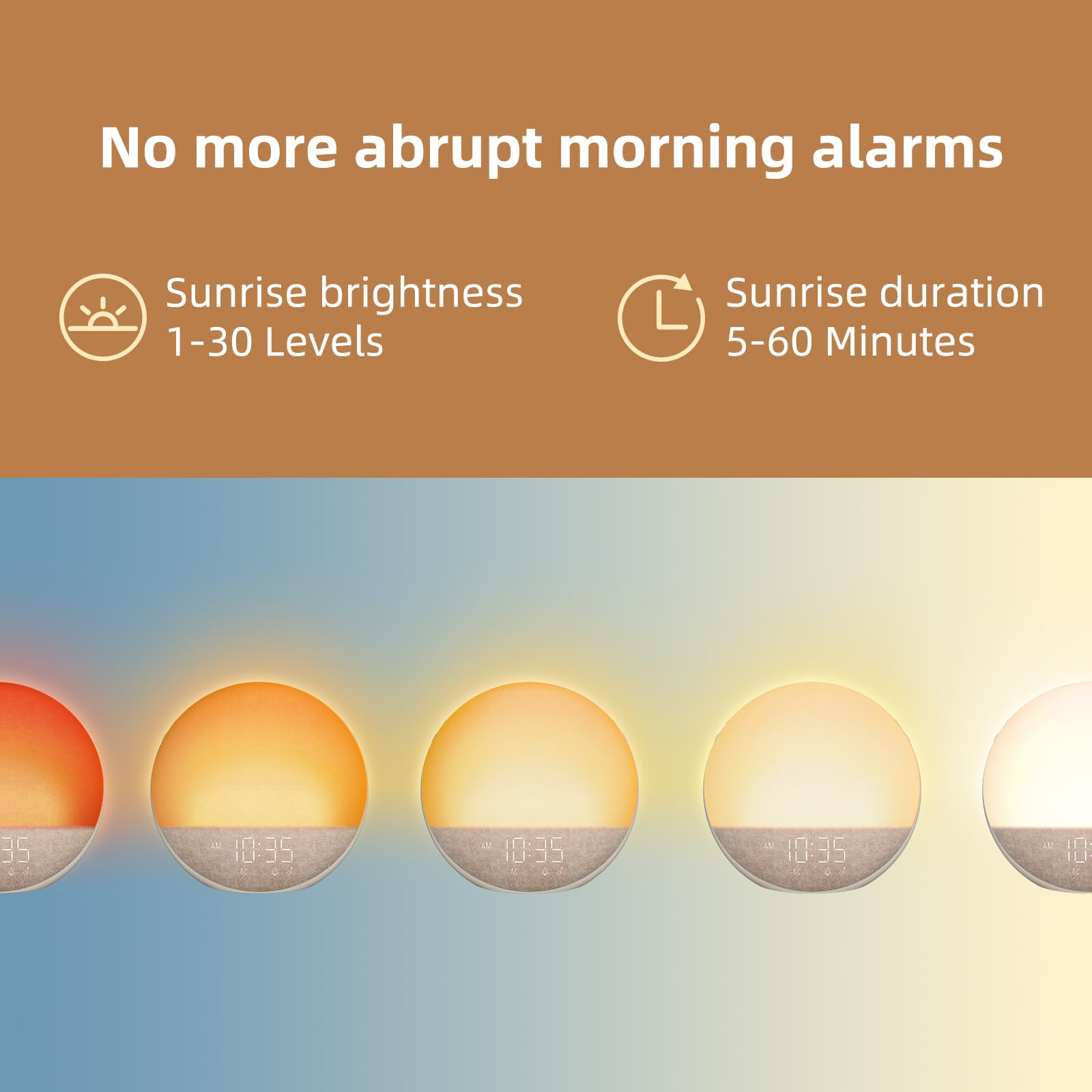 Sunrise Alarm Clock White Noise Machine: Natural Wake Up Light - Dimmable Clock with Bluetooth Speaker for Bedroom - 25 Sleep Sounds for Baby Adults Kids Putty - Available at All In One Marketplace Canada