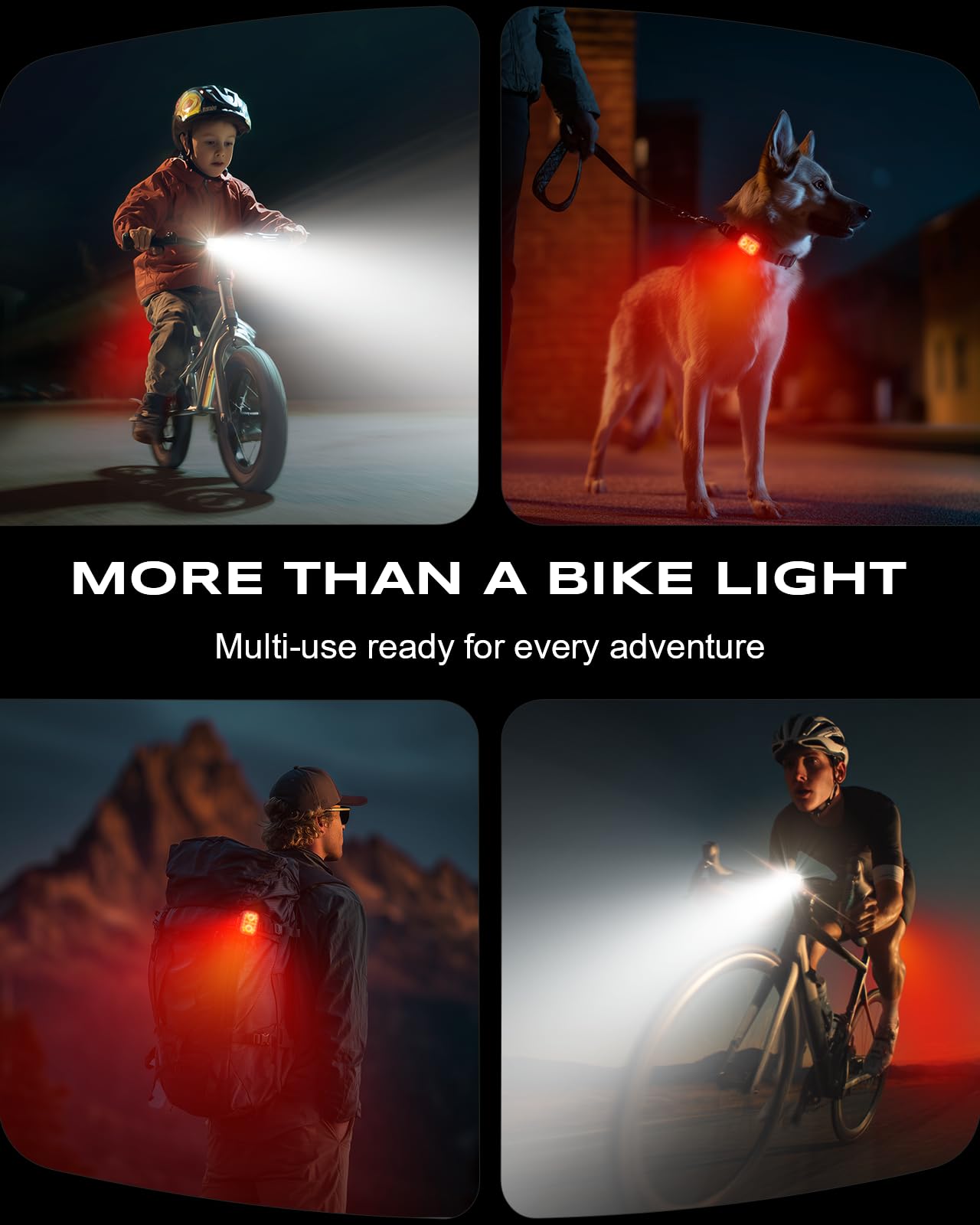 WOCBUY Bike Lights, Ultra-Slim & Lightweight Rechargeable Bicycle Lights Set, [5+6 Modes] Dual USB-C Bike Lights Front and Back, IP65 Waterproof Bicycle Lights for Night Riding Road Mountain Cycling - Available at All In One Marketplace Canada
