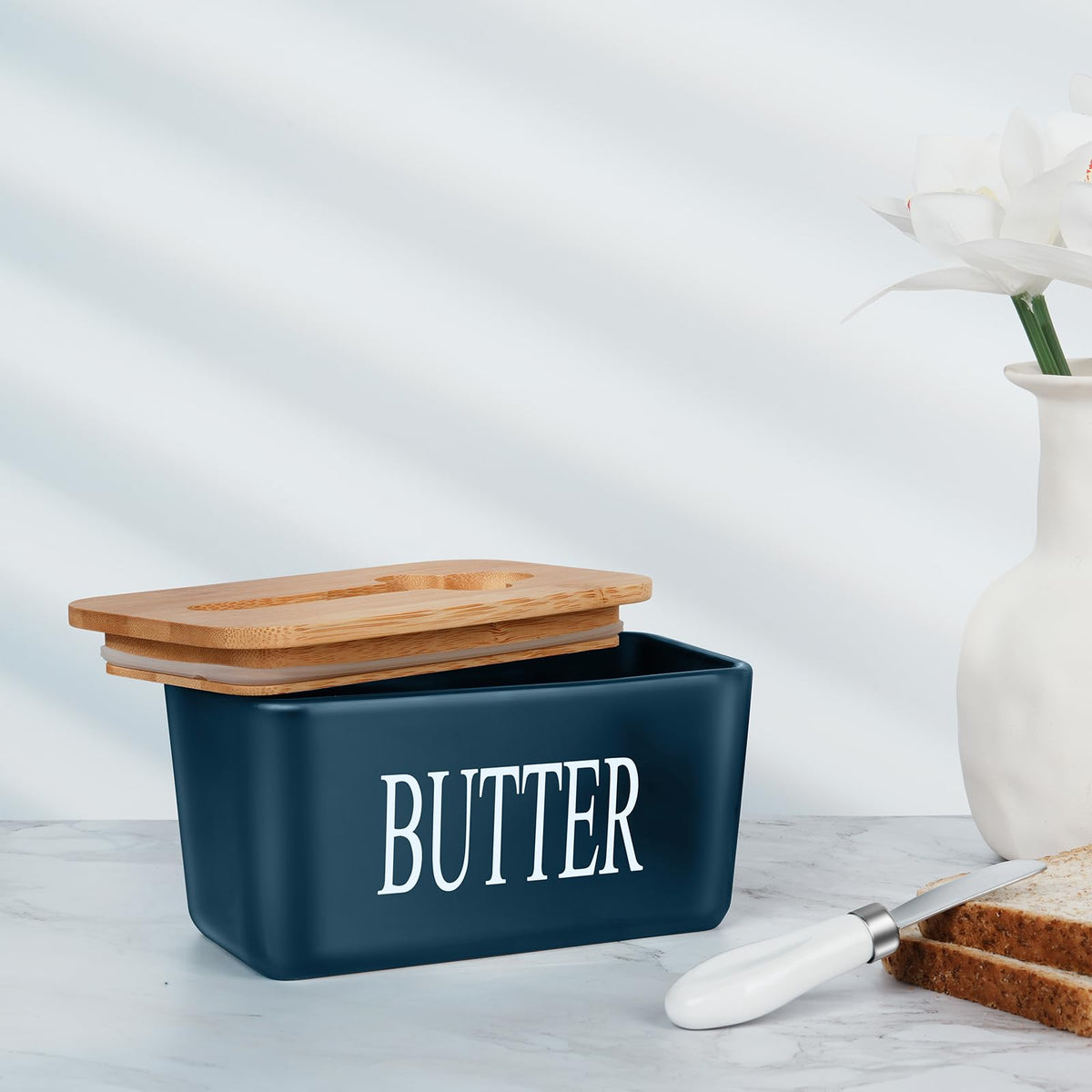 JSHKY Airtight Butter Dish with Spreader, Fits 1lb Butter Block, Navy 🍁 All In One Marketplace Canada