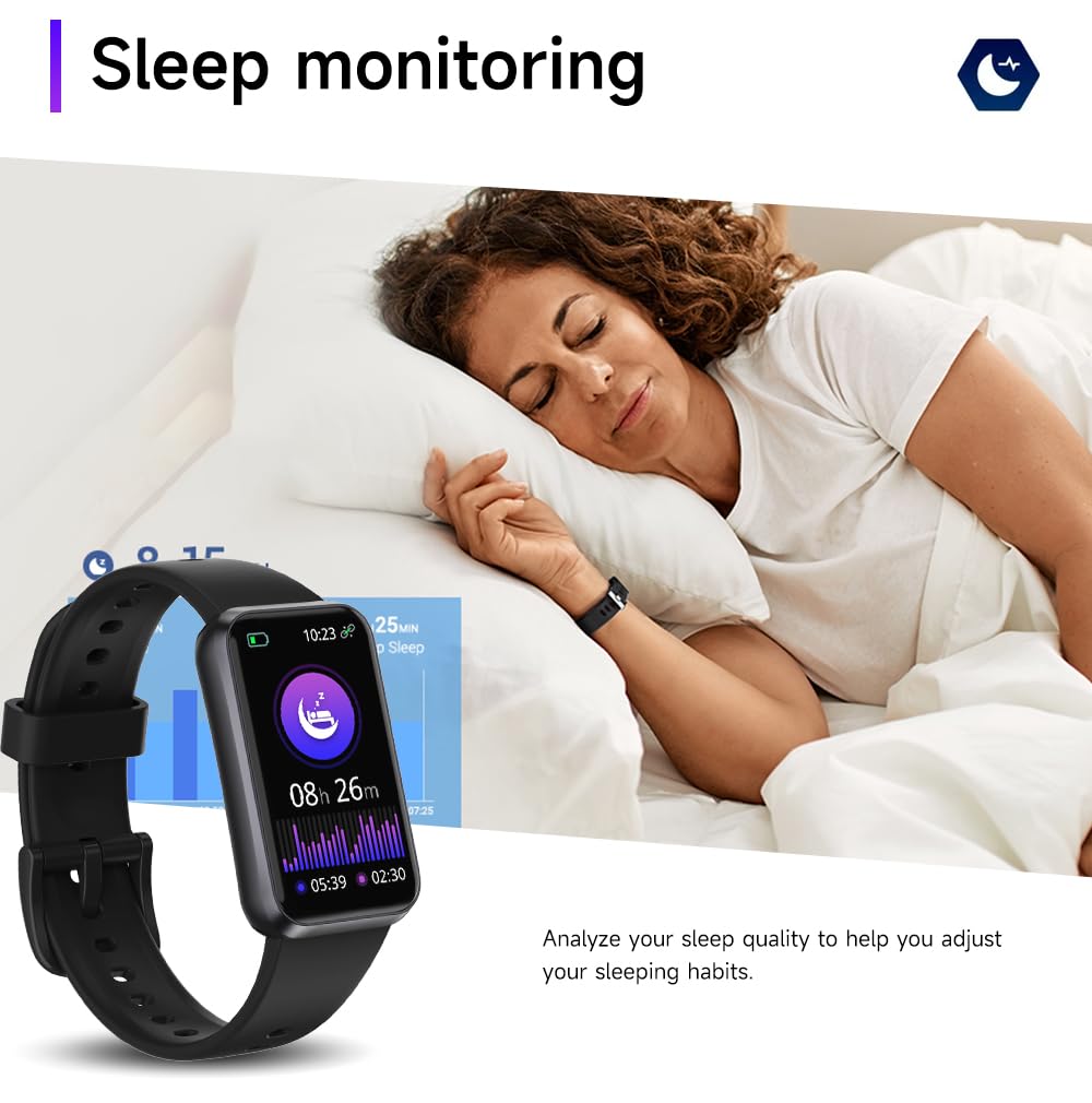 USMECBL Fitness Tracker, Blood Oxygen Heart Rate Sleep 24/7 Health Monitor/Calorie Steps Counter Pedometer Activity Smart watchs/Notifications for Android/iOS Men Women - Available at All In One Marketplace Canada