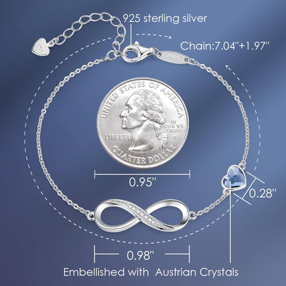 CDE 925 Sterling Silver Infinity Birthstone Bracelet Jewelry Gift for Women 🍁 All In One Marketplace Canada