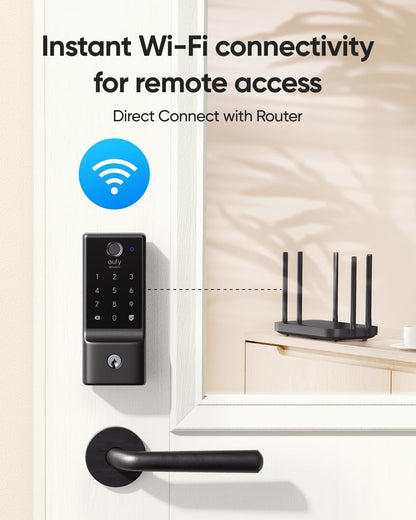 eufy Security Smart Lock C220, Fingerprint Keyless Entry Door Lock, Built-in Wi-Fi, App Remote Control, Front Door Smart Lock Deadbolt, 8Months Battery, Reliable Power, IP53 Waterproof, BHMA Grade 3 - Available at All In One Marketplace Canada