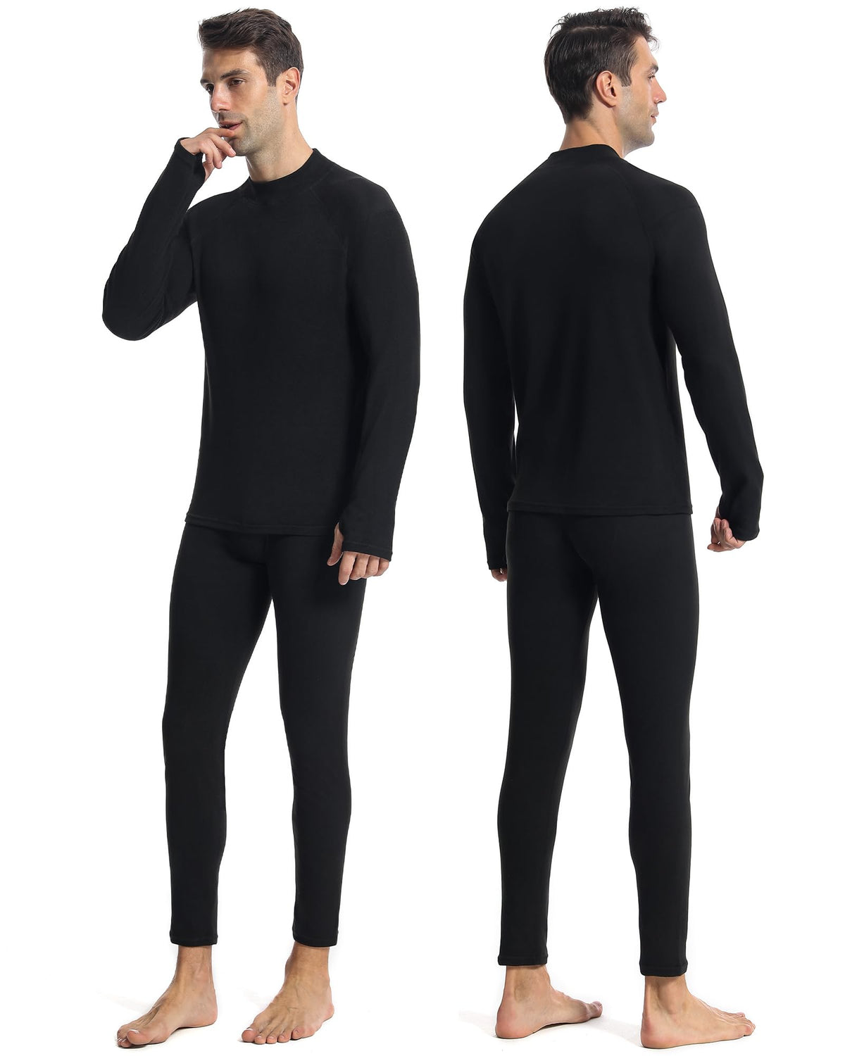 Runhit Thermal Underwear for Men Long Johns Men Soft Long Underwear for Men Thermal Shirts Fleece Lined Pants Winter Set Gray Black L 🍁 All In One Marketplace Canada