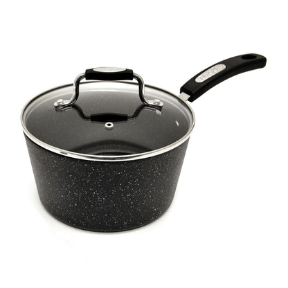 Starfrit The Rock 2.8L (3Qt) Non-Stick Saucepan - Durable Forged Aluminum - Oven Safe - PFOA Free - Easy to Clean - Black Starfrit