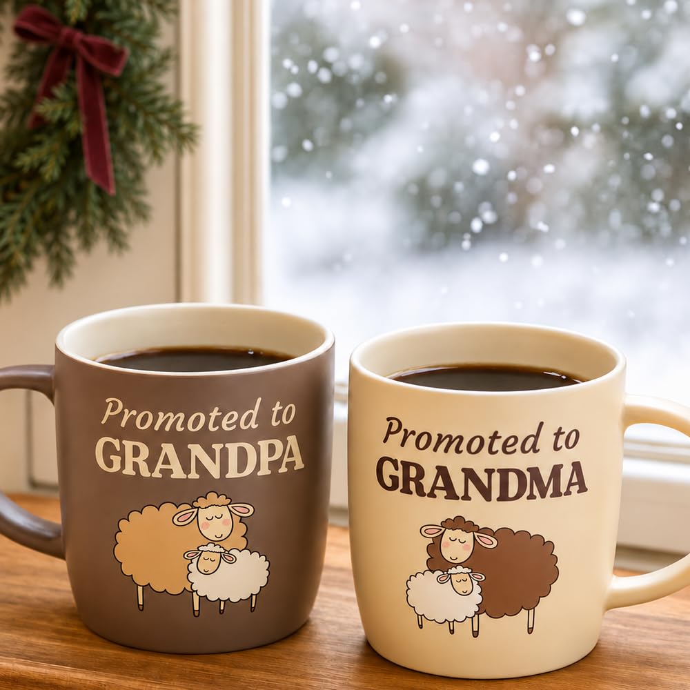 Triple Gifffted Promoted to Grandparents Coffee Mugs Gift Set,380ml Ceramic 🍁 All In One Marketplace Canada