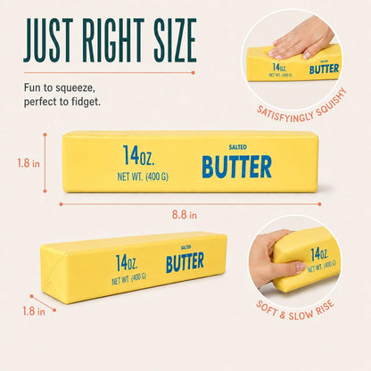 Butter Squishy Jumbo, Slow Rising Butter Block, Big Giant Realistic Texture Sensory Play Fidget Toy, Fun Desk Toy for Kids, Teens & Adults (Yellow, Large)