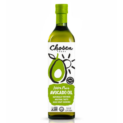 Chosen Foods 100% Pure Avocado Oil 25.3 oz, Non-GMO, for High-Heat Cooking, Frying, Baking, Homemade Sauces, Dressings and Marinades, 750.0 ml (Pack of 1)