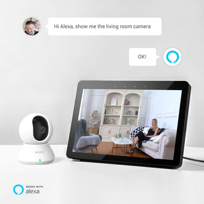 blurams Security Camera, 2K Indoor Camera 360-degree Pet Camera for Home Security w/ Motion Tracking, Phone App, 2-Way Audio, IR Night Vision, Siren, Works with Alexa & Google Assistant,White - Available at All In One Marketplace Canada