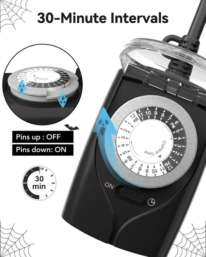 HBN Outdoor Timer Outlet,24 Hour Mechanical Timer,2 Grounded Outlets,1/2HP 🍁 All In One Marketplace Canada