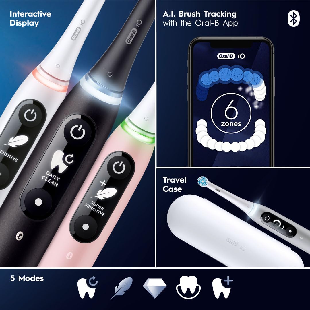 Oral-B iO4 Electric Toothbrush, for a Gentle Clean and Healthier Gums, White, Rechargeable Electric Toothbrushes, iO Series 4 with 1 Power Toothbrush, 1 Brush Head, and 1 Travel Case Oral-B
