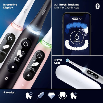 Oral-B iO4 Electric Toothbrush, for a Gentle Clean and Healthier Gums, White, Rechargeable Electric Toothbrushes, iO Series 4 with 1 Power Toothbrush, 1 Brush Head, and 1 Travel Case Oral-B
