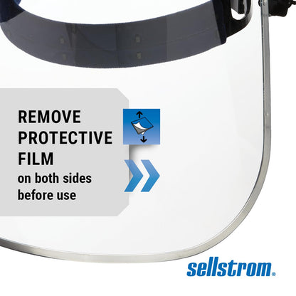 Sellstrom Advantage Face Shield - Lightweight, High Impact, Polycarbonate Window with Reinforced Aluminum Binding, Protective Crown & Adjustable Ratchet Headgear, for Grinding, Cutting - CSA Z94.3 - Available at All In One Marketplace Canada