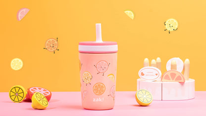 Zak Designs Happy Fruit Kelso 12oz Stainless Steel Leak-Proof Toddler Cup Zak Designs
