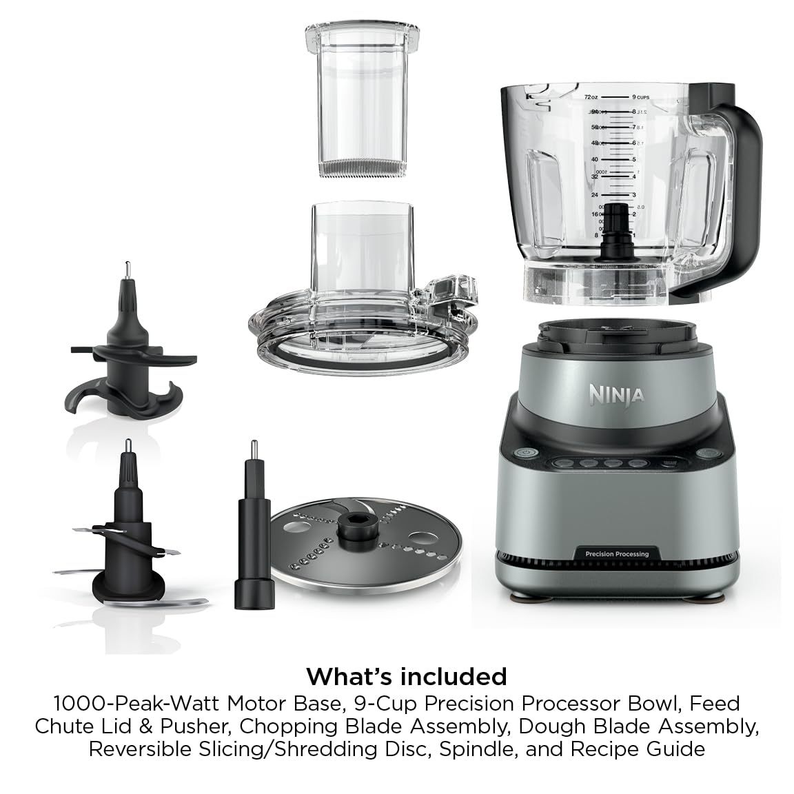 Ninja PrecisionPro Food Processor & Dough Mixer, 1000PW, 9-Cup, BZ601C