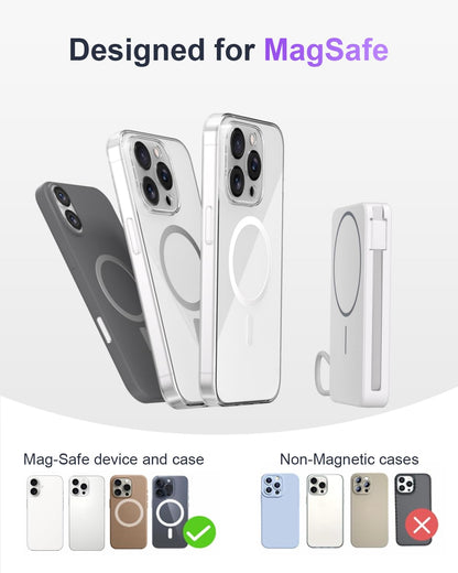 Magnetic Power Bank, 10,000mAh Wireless Portable Charger for Mag-Safe 15W Fast Charging, Battery Pack with USB-C/Lightning Cable 22.5W in/Out for iPhone 17/16/15/14/13/12 Series, AirPods & More - Available at All In One Marketplace Canada