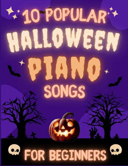 10 chansons d'Halloween populaires pour piano débutant : format grandes notes avec doigtés et pistes audio