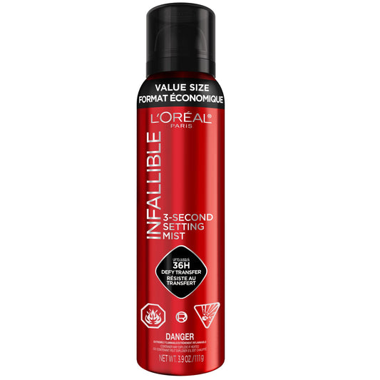 L’Oréal Paris Infallible 3-Second Makeup Setting Spray Jumbo Size, Microfine Mist for up to 36H Wear, Lightweight, Transfer Proof, Waterproof, Dries in 3 seconds, 150ml