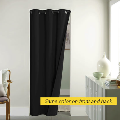 NICETOWN Rideau de porte noir 213 cm de longueur, panneau de séparation de pièce à œillets isolant thermique, rideau de placard, décoration de fenêtre temporaire pour Halloween pour chambre à coucher, 1 panneau, 107 cm de largeur