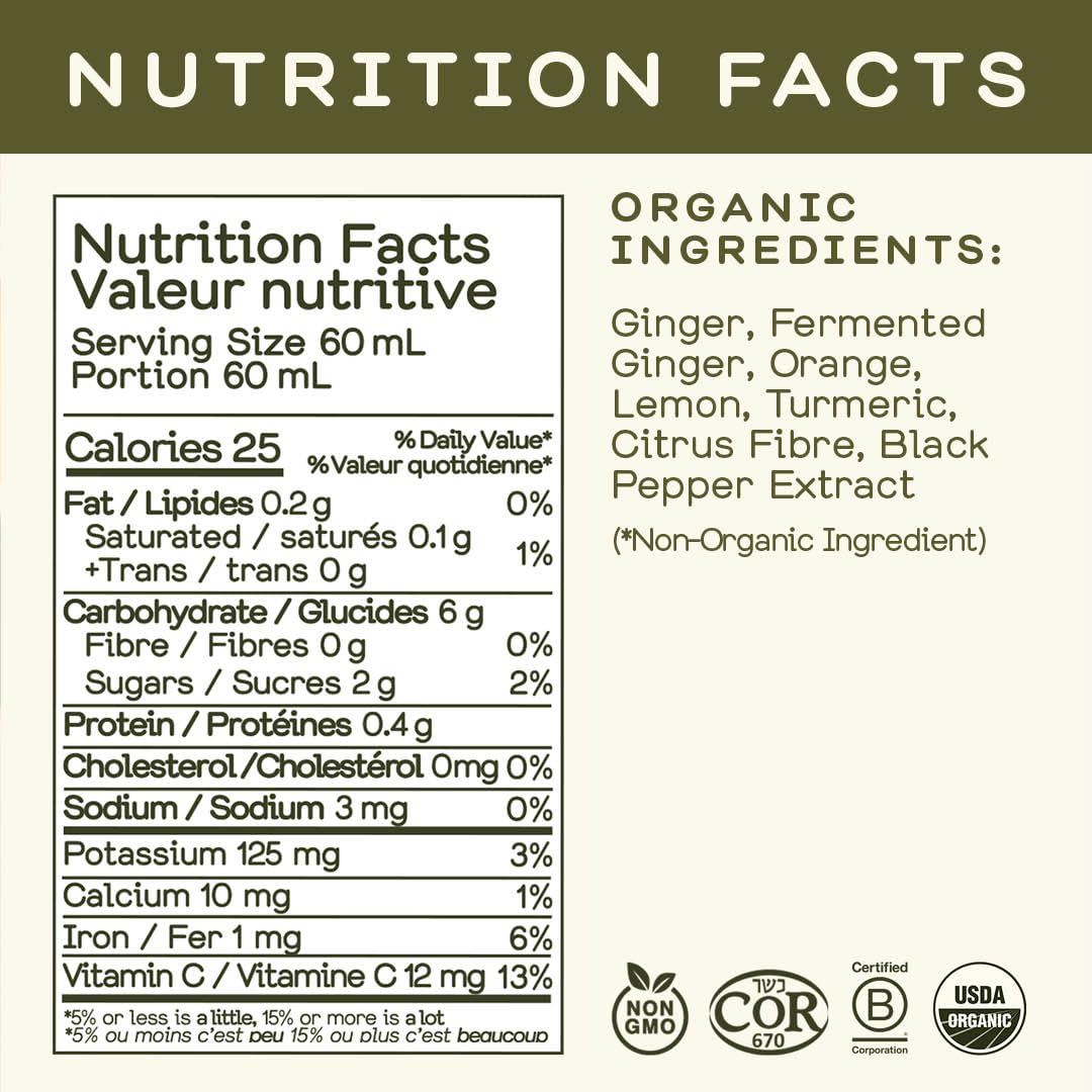 Greenhouse Juice Organic Fiery Ginger Wellness Shot 1.26L - Immunity & Anti-Inflammatory Blend with Turmeric, Lemon, Black Pepper & Oregano (2-Pack Bag-in-Box)