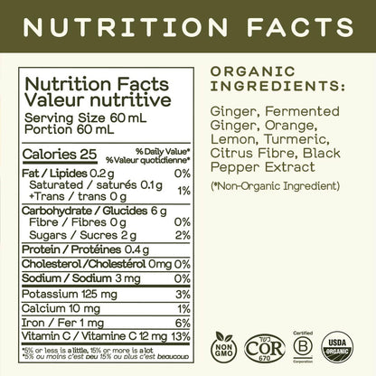 Greenhouse Juice Organic Fiery Ginger Wellness Shot 1.26L - Immunity & Anti-Inflammatory Blend with Turmeric, Lemon, Black Pepper & Oregano (2-Pack Bag-in-Box)