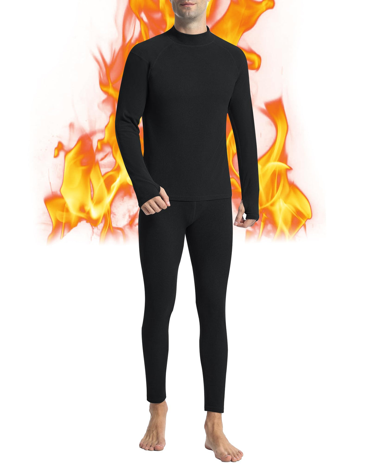 Runhit Thermal Underwear for Men Long Johns Men Soft Long Underwear for Men Thermal Shirts Fleece Lined Pants Winter Set Gray Black L 🍁 All In One Marketplace Canada