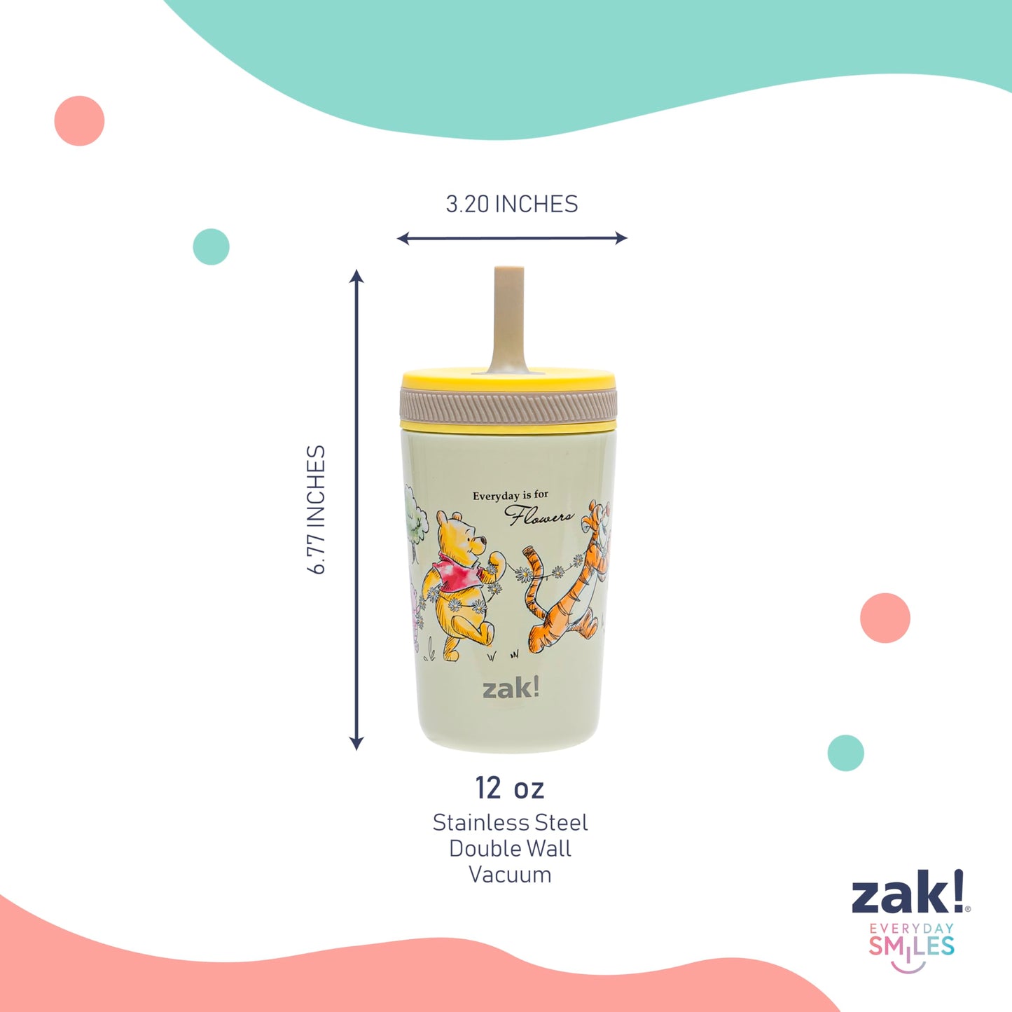 Zak Designs Bluey Kelso 12oz Stainless Steel Leak-Proof Toddler Straw Cup Zak Designs