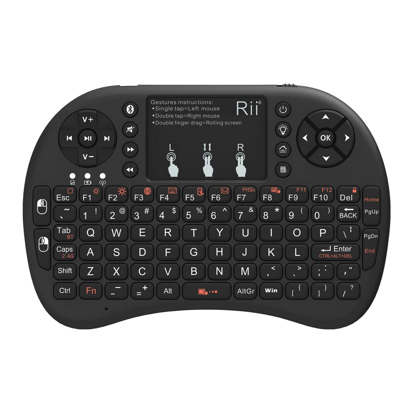 Rii i8+ Mini Wireless Keyboard,Bluetooth Keyboard with Touchpad,Handheld Remote,LED Backlit Compatible with Android TV Box, Android Smart TV,HTPC,Raspberry Pi, Win 7 8 10,Mac OS