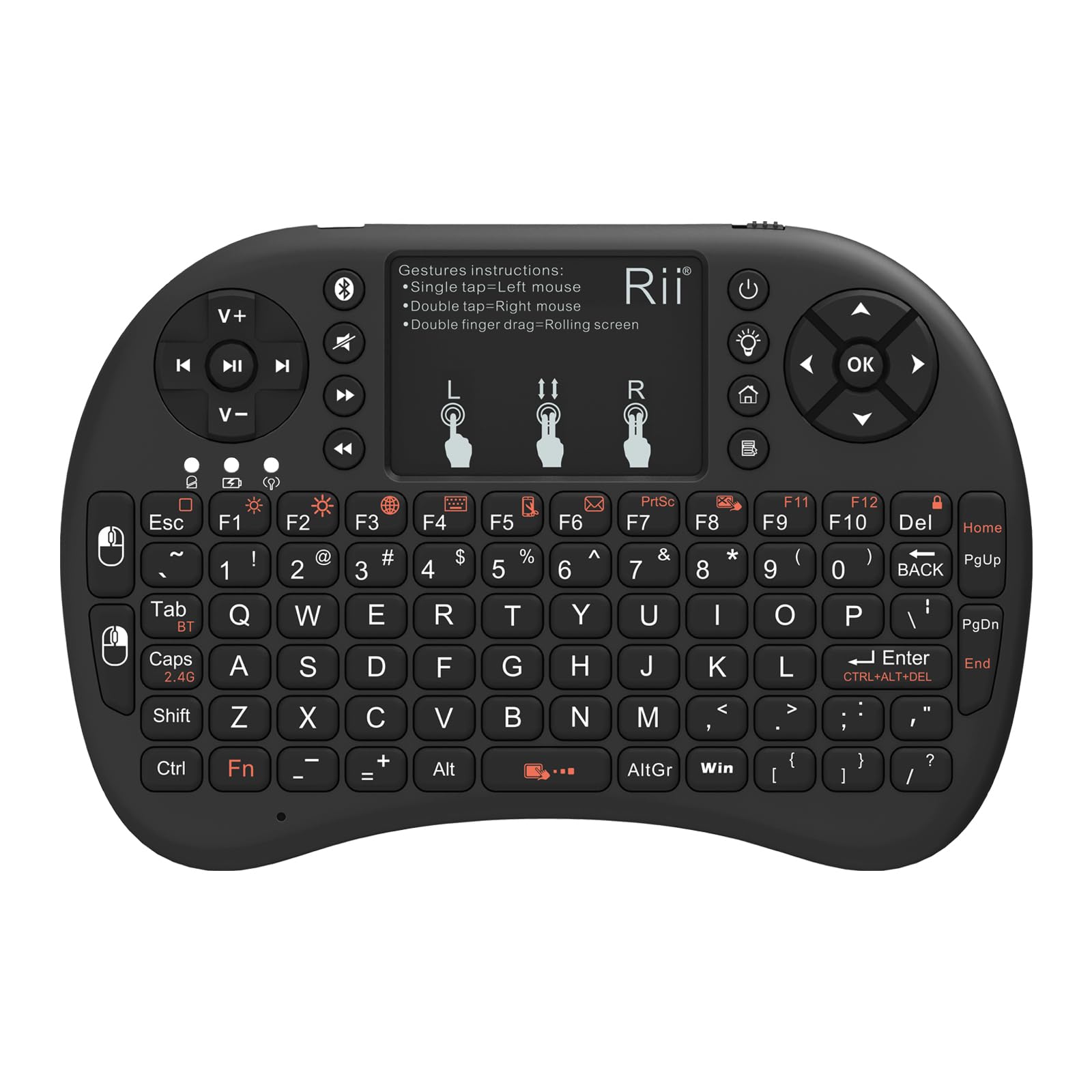 Rii i8+ Mini Wireless Keyboard,Bluetooth Keyboard with Touchpad,Handheld Remote,LED Backlit Compatible with Android TV Box, Android Smart TV,HTPC,Raspberry Pi, Win 7 8 10,Mac OS