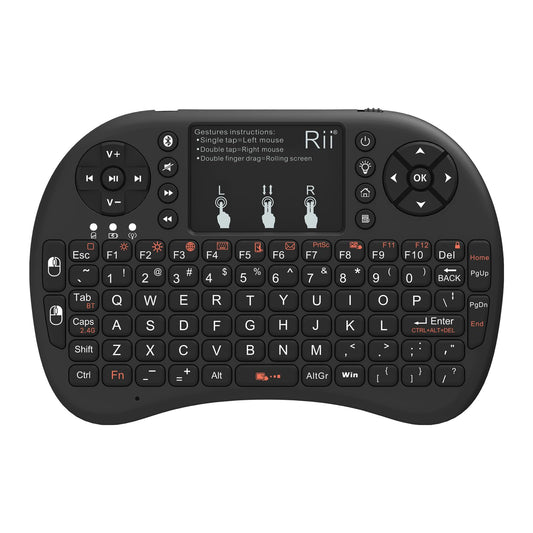 Rii i8+ Mini Wireless Keyboard,Bluetooth Keyboard with Touchpad,Handheld Remote,LED Backlit Compatible with Android TV Box, Android Smart TV,HTPC,Raspberry Pi, Win 7 8 10,Mac OS