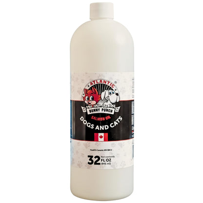 Bunny Punch Pure Atlantic Salmon Oil for Dogs & Cats - Liquid Food Topper - 32 oz - Available at All In One Marketplace Canada