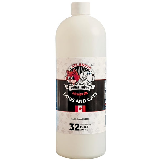 Bunny Punch Pure Atlantic Salmon Oil for Dogs & Cats - Liquid Food Topper - 32 oz - Available at All In One Marketplace Canada