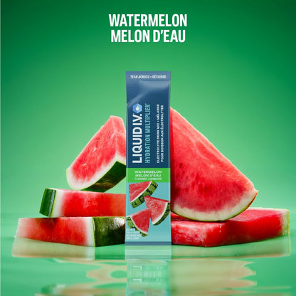 Liquid I.V. Hydration Multiplier Electrolyte Drink Mix - Enhanced Hydration Electrolyte Powder with Vitamins B3, B5, B6, B12 and C -18x On-the-go Sticks for Workout and Travel - Watermelon