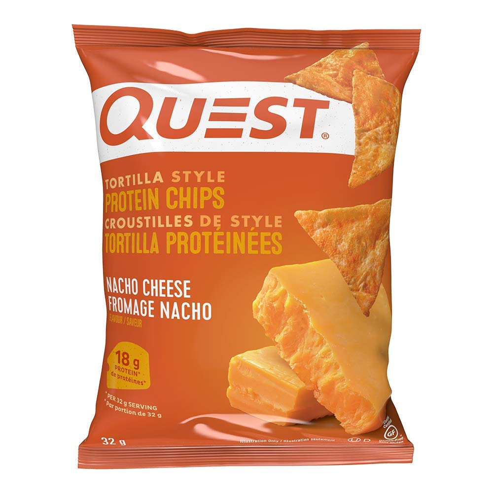 Quest Nacho Cheese Tortilla Style Protein Chips - 8 Pack, 18g Protein, Baked, Gluten Free, 1g Sugar