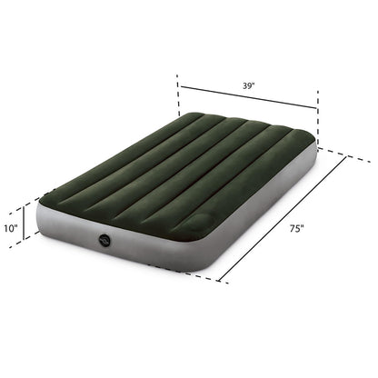 INTEX 64761E Dura-Beam Standard Downy Air Mattress: Fiber-Tech – Twin Size – Built-in Foot Pump – 10in Bed Height – 300lb Weight Capacity 🍁 All In One Marketplace Canada