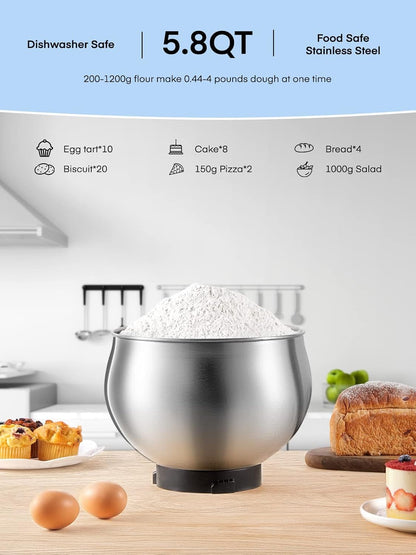 FOHERE Electric Stand Mixer 5.8QT, 6+P Speed Tilt-Head Food Mixer 🍁 All In One Marketplace Canada