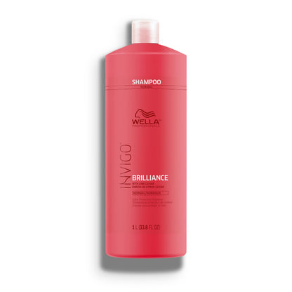 Wella Professionals Invigo Brilliance Shampoo for Fine/Normal Coloured-Treated Hair, Salon Shampoo, Hair Cleanser, Colour Safe, Daily Wash, Lime Caviar, Intense Colour Protection | 33.8 Fl Oz | 1L Wella Professionals