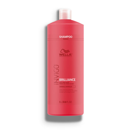 Wella Professionals Invigo Brilliance Shampoo for Fine/Normal Coloured-Treated Hair, Salon Shampoo, Hair Cleanser, Colour Safe, Daily Wash, Lime Caviar, Intense Colour Protection | 33.8 Fl Oz | 1L Wella Professionals