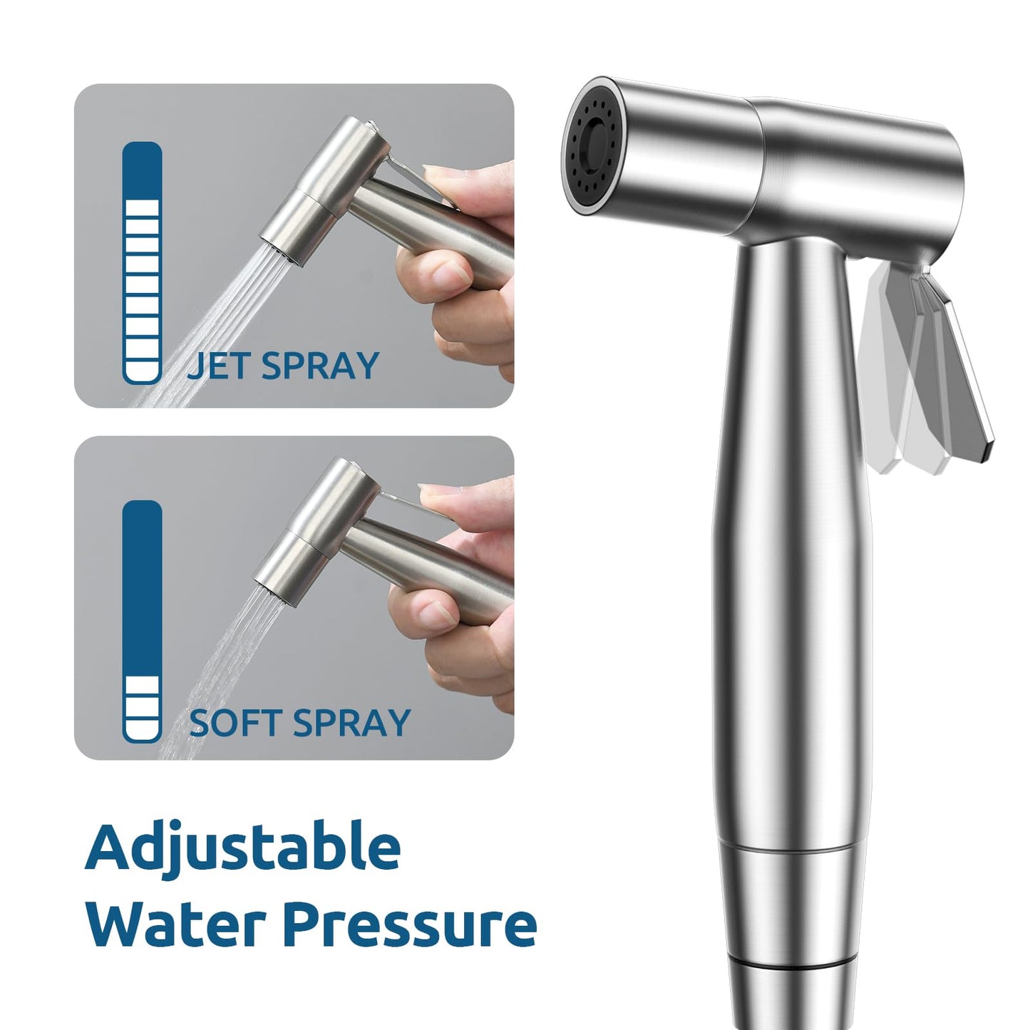 Fekivasy Handheld Bidet Sprayer for Toilet, Muslim Shower Bidet Attachment for Toilet, Adjustable Water Pressure with Bidet Hose for Feminine Wash, Bidet Faucet Cloth Diaper Sprayer for Baby Wash