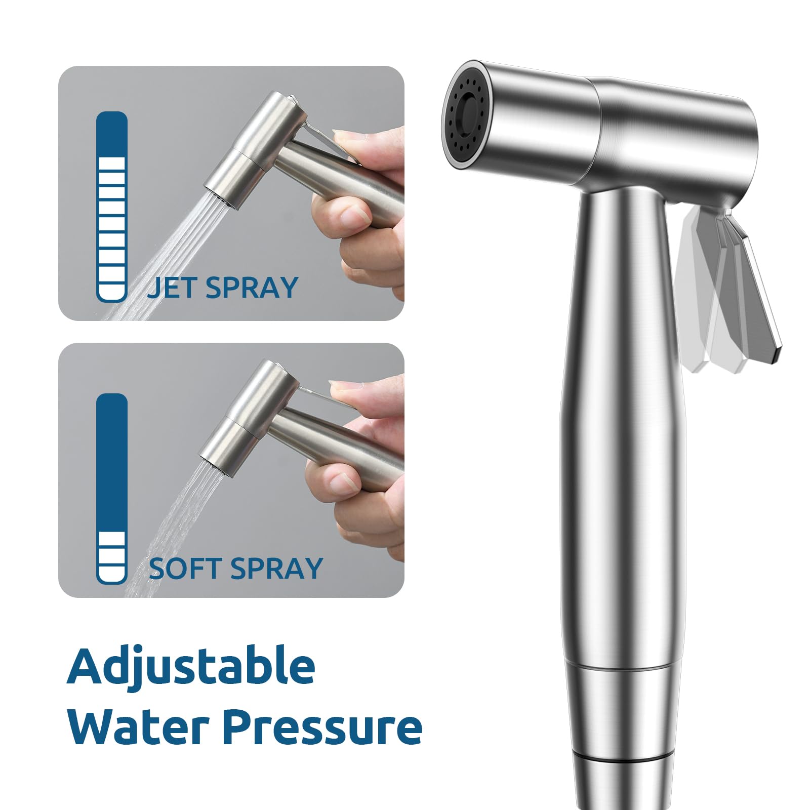 Fekivasy Handheld Bidet Sprayer for Toilet, Muslim Shower Bidet Attachment for Toilet, Adjustable Water Pressure with Bidet Hose for Feminine Wash, Bidet Faucet Cloth Diaper Sprayer for Baby Wash