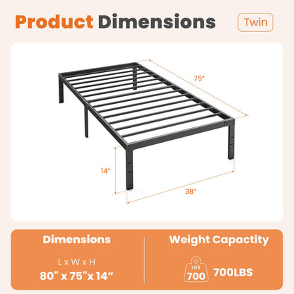 Sweetcrispy Twin Size Bed Frame, 12 Inch Under Bed Storage, Black Sweetcrispy