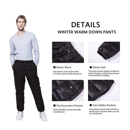 Tapasimme Men, Women Winter Warm Loose Utility Down Pants Sassy High Waisted Nylon Compression Snow Trousers (Medium, Black) 🍁 All In One Marketplace Canada