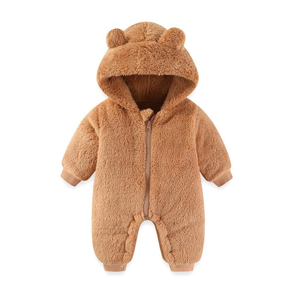 AiWMGL Baby Bear Hooded Fleece Romper Snowsuit, Brown, 0-3 M 🍁 All In One Marketplace Canada