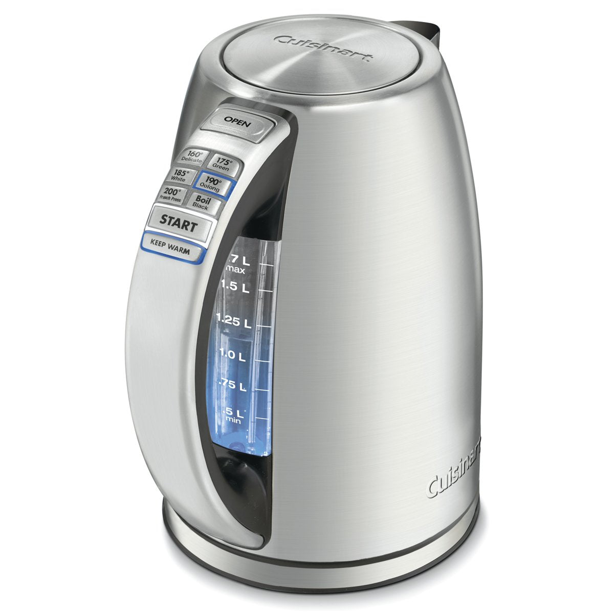 Cuisinart PerfecTemp 1.7L Cordless Electric Tea Kettle, 1500W Fast Heat-Up, 6 Preset Temperatures, 30-Min Keep Warm, Stay-Cool Nonslip Handle, Brushed Stainless Steel (CPK-17C) - Available at All In One Marketplace Canada