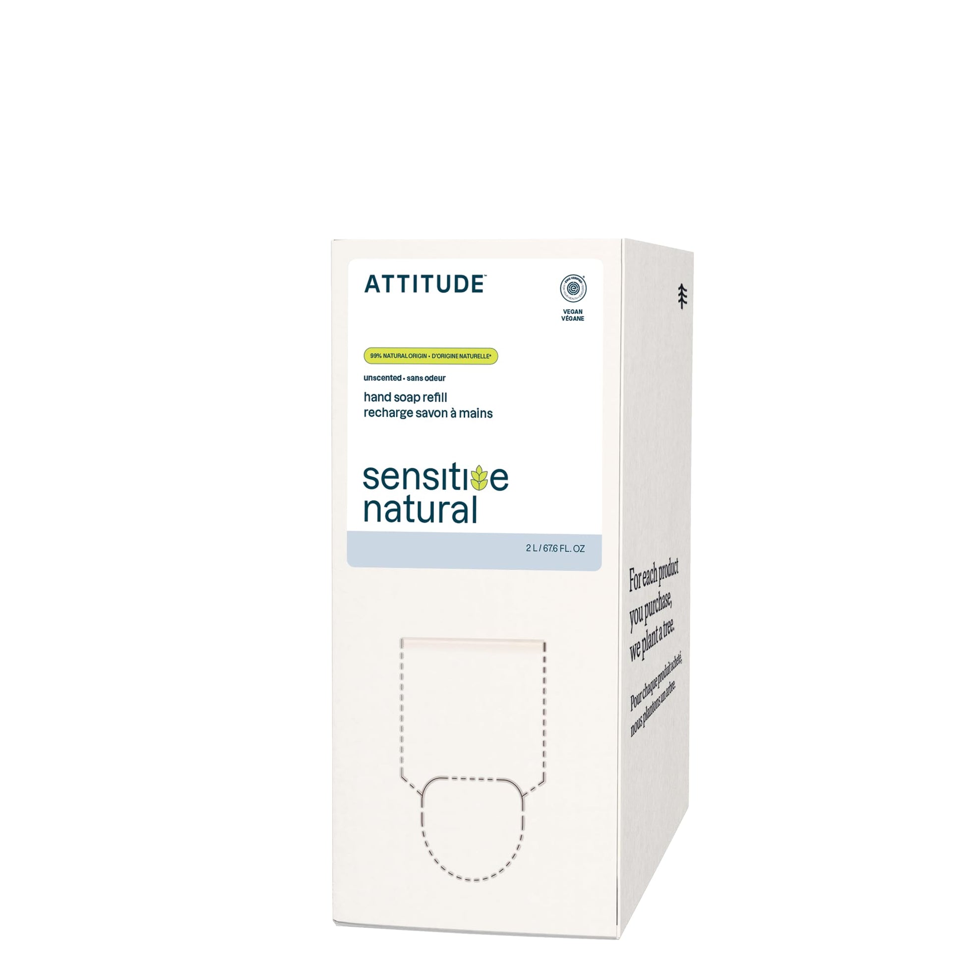 ATTITUDE Gentle Hand Soap for Sensitive Skin, Made in Canada, EWG Verified, Enriched with Oats, Dermatologically Tested, Vegan, Unscented, Bulk Refill, 2 Liters - Available at All In One Marketplace Canada