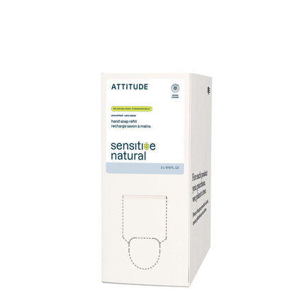 ATTITUDE Gentle Hand Soap for Sensitive Skin, Made in Canada, EWG Verified, Enriched with Oats, Dermatologically Tested, Vegan, Unscented, Bulk Refill, 2 Liters - Available at All In One Marketplace Canada