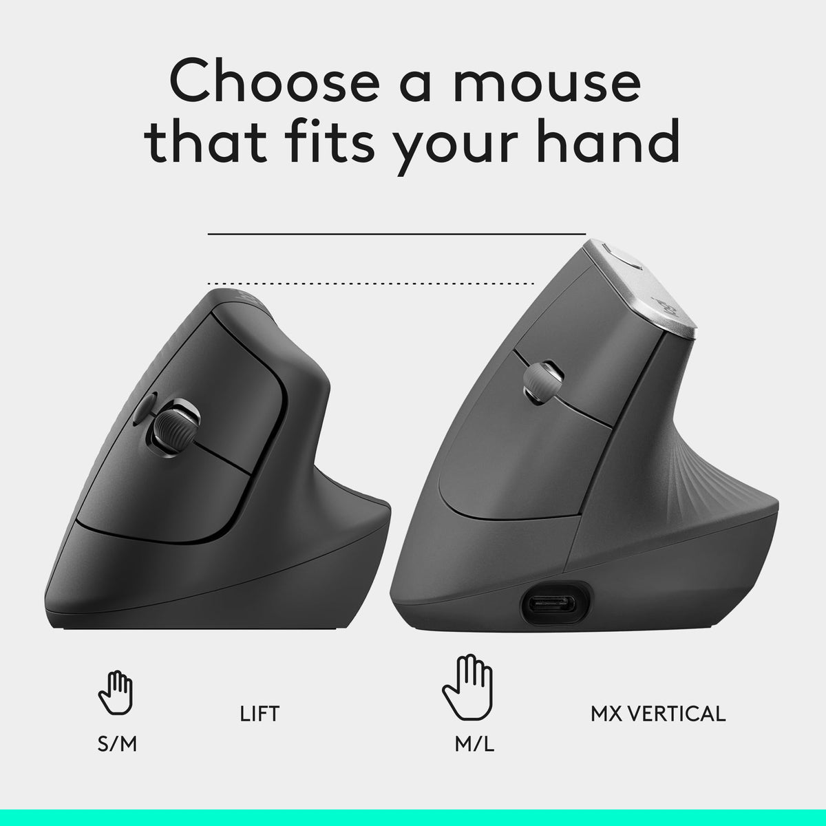 Logitech Left Handed Lift Vertical Ergonomic Wireless Mouse - Graphite