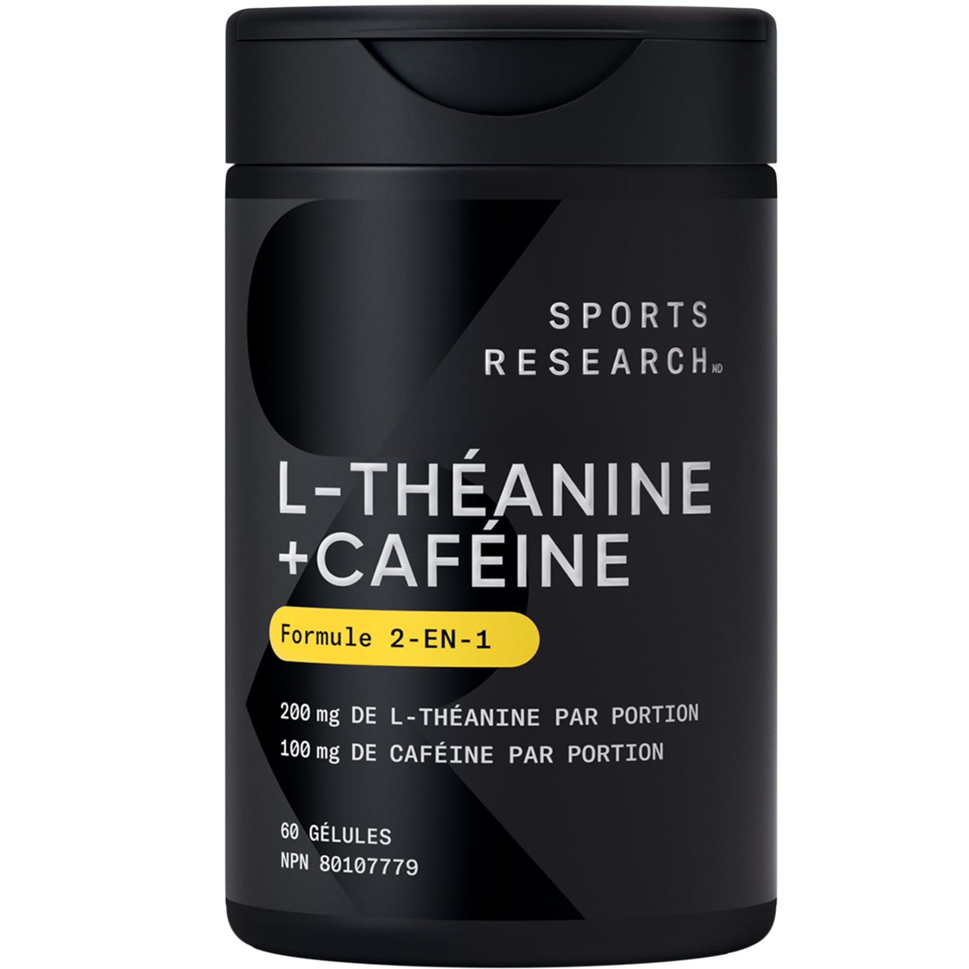 Sports Research® 2-in-1 L-Theanine Supplement with Caffeine & MCT Oil from Organic Coconuts - Focused Energy, Alertness & Relaxation Without Drowsiness - 200mg L Theanine, 100mg Caffeine - 60 Softgels - Available at All In One Marketplace Canada