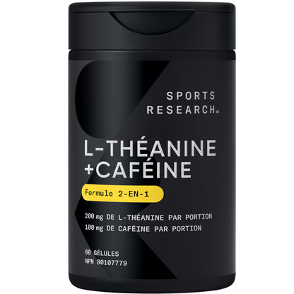 Sports Research® 2-in-1 L-Theanine Supplement with Caffeine & MCT Oil from Organic Coconuts - Focused Energy, Alertness & Relaxation Without Drowsiness - 200mg L Theanine, 100mg Caffeine - 60 Softgels - Available at All In One Marketplace Canada