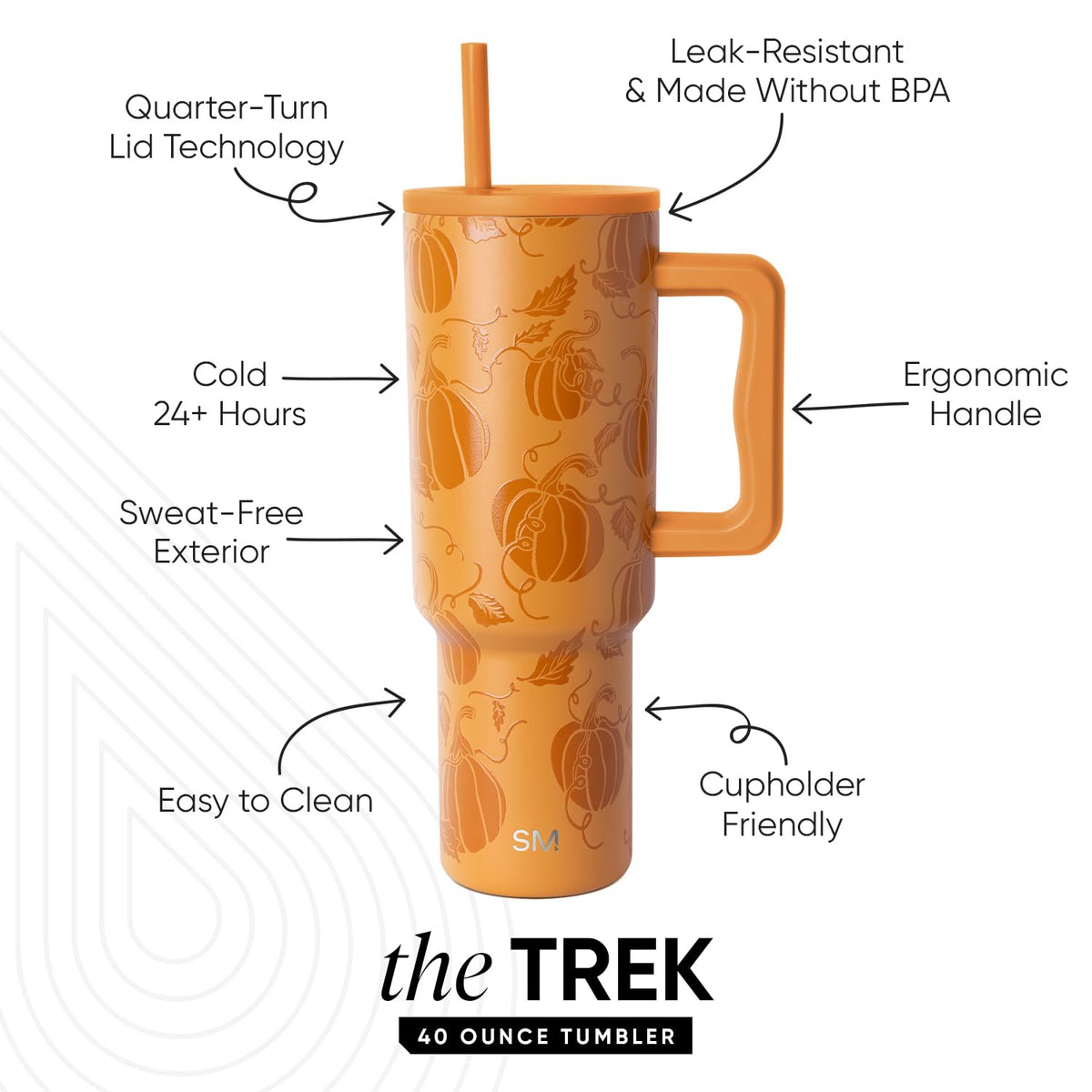 Simple Modern Halloween Tumbler with Handle | 40oz | Pumpkin